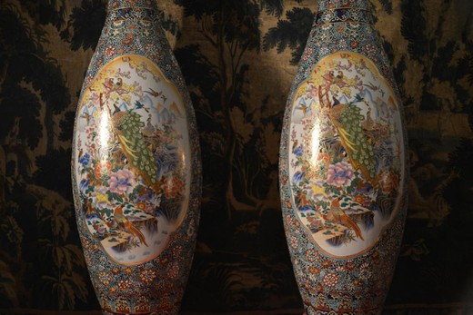 incredible Antique pair Satsuma vases