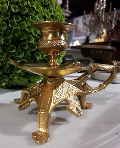 Antique bronze Renaissance candle holder