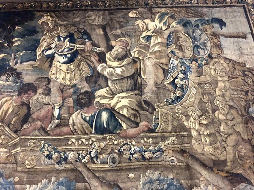 Antique rare Aubusson tapestry of the XVIIth C.