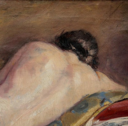 Antique painting "Reclining Nude"
