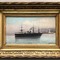 Antique painting the passenger ship leaving the port of Marseille