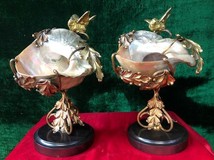 Antique pair mother of pearl shells