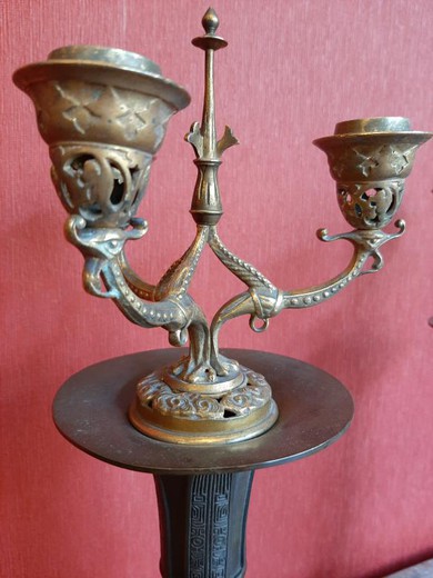 Pair antique decorative corn candleholders