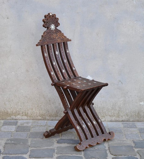 антикварный стул в восточном стиле перламутр дуб