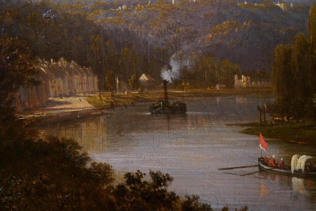 Antique painting "Senna in Louvecennen"