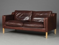 Leather Two Seater Sofa, Danish Design Borge Mogensen