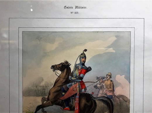 Антикварная гравюра «Кавказский воин»