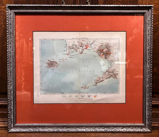 Антикварная гравюра «Неаполетанский залив»