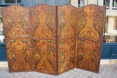 Antique Spanish Cordova leather room divider