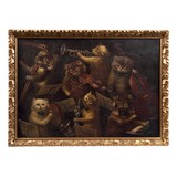 Antique painting "Feline ensemble"