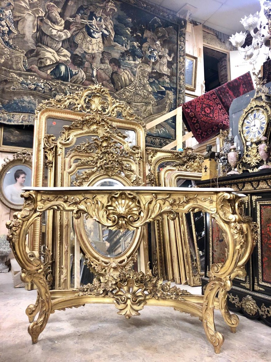 Antique giltwood Louis XV console table
