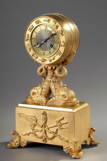 Antique bronze clock with dolphins
