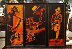 Vintage triptych "Musicians"