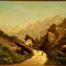Антикварная картина «Горный пейзаж»