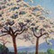 Antique painting "Apple tree in blossom"