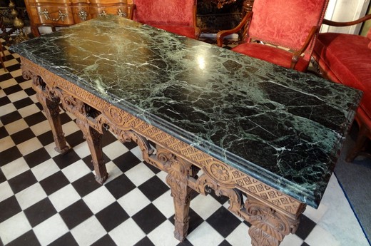 антикварная мебель из дуба с мраморной столешницей людовик 14