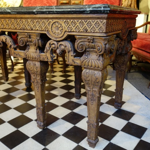 старинная мебель из дуба с мраморной столешницей людовик 14