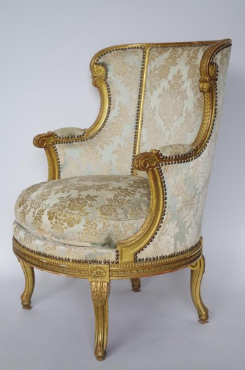 антикварное кресло из золоченого дерева людовик 16