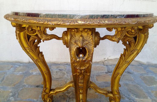 старинная мебель из золоченого дерева с мрамором наполеон 3