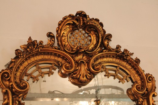 старинное напольное зеркало рококо золоченое дерево