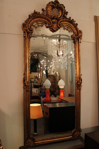 антикварное напольное зеркало рококо золоченое дерево