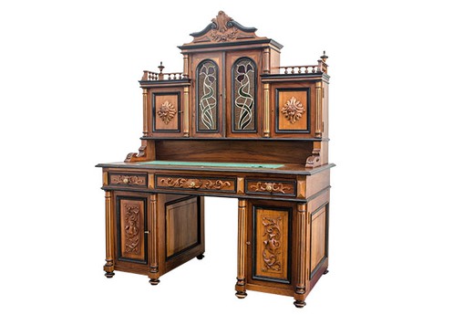 старинный письменный стол, антикварный стол-кабинет, старинный стол-кабинет, европейская мебель, европейский антиквариат, купить антиквариат, купить письменный стол