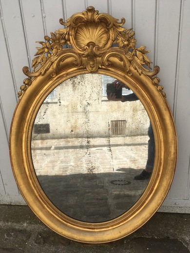 старинное зеркало, антикварное зеркало, овальное зеркало, в стиле Наполеона III