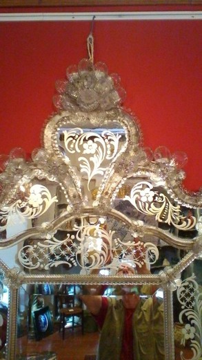 Венецианское зеркало, антикварное зеркало, старинное зеркало, зеркало из муранского стекла, зеркало в стиле барокко, зеркало в стиле мурано