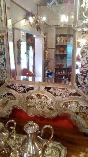 Венецианское зеркало, антикварное зеркало, старинное зеркало, зеркало из муранского стекла, зеркало в стиле барокко, зеркало в стиле мурано