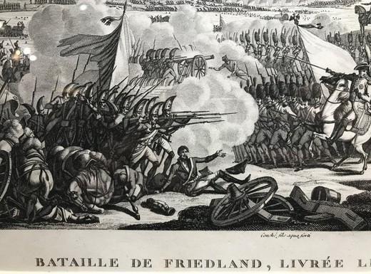 Антикварная гравюра «Битва при Фридланде»
