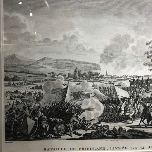 Антикварная гравюра «Битва при Фридланде»