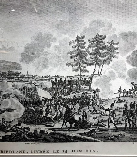 Antique engraving "Battle of Friedland"
