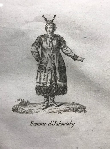 Антикварная гравюра «Костюмы народов Сибири»