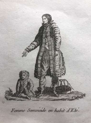 Antique engraving "Costumes of the Peoples of Siberia"