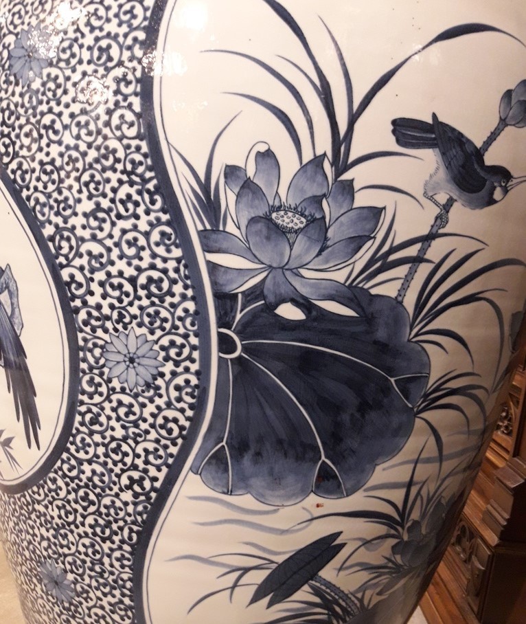 Antique blue ceramic vase
