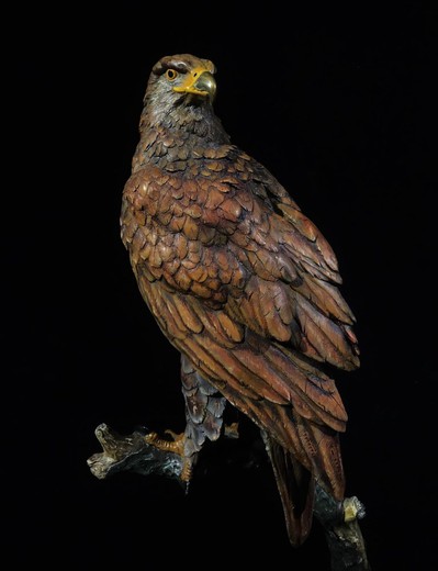 Antique sculpture "Eagle on a branch"