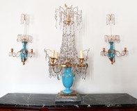 Antique girandole and paired sconces