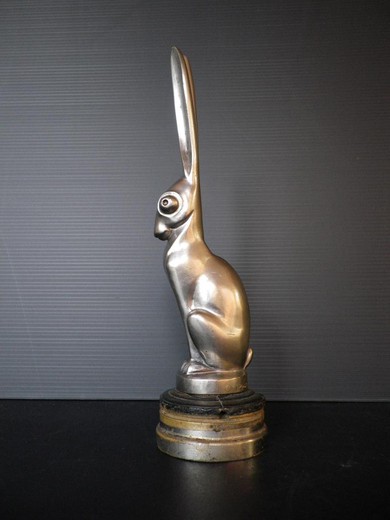 Antique radiator cap hare figurine