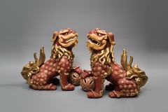 Pair sculptures Foo dogs