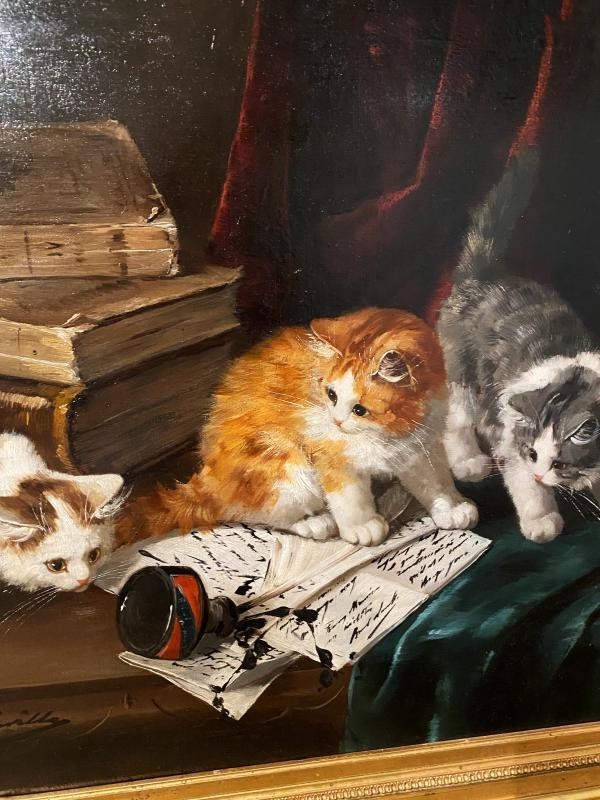 Antique painting "Kittens"