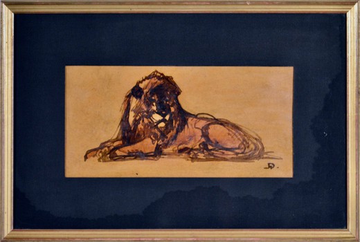 Антикварная картина «Лев»