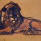 Antique painting "Lion"