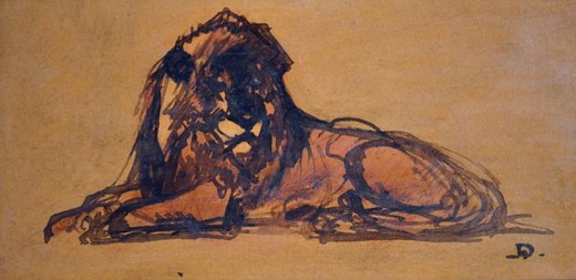 Антикварная картина «Лев»