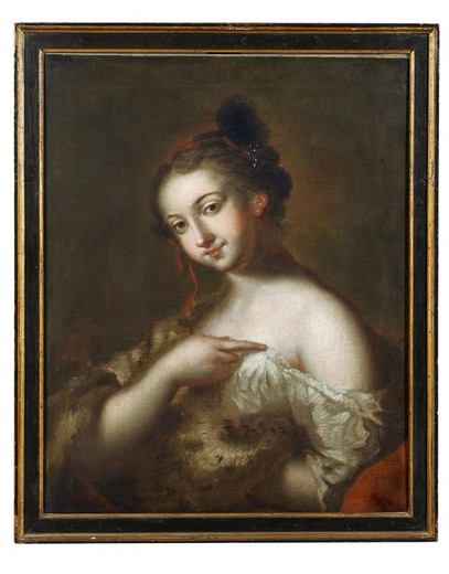 Antique painting of a young girl
