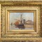 Antique painting of a marine port