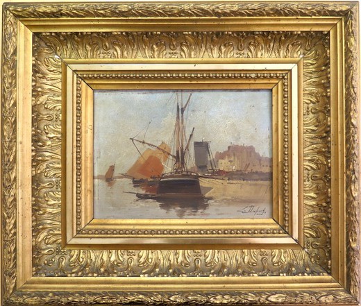 Антикварная картина "Порт"