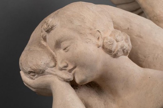 Antique sculpture of Leda and the swan