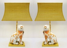 Antique ceramic lamps dogs