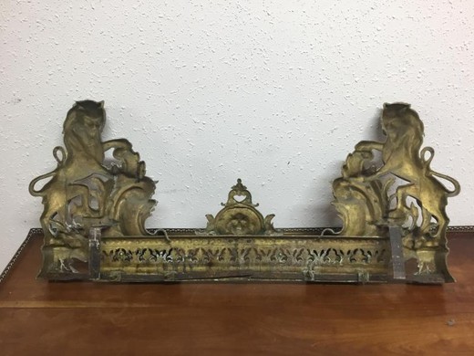 Antique Lions fireplace fender