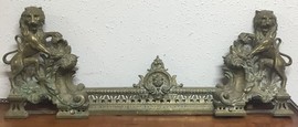 Antique Lions fireplace fender